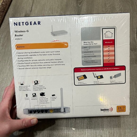 NIB Netgear WGR614 54 Mbps 4-Port 10/100 Wireless G Router Sealed - Picture 4 of 5
